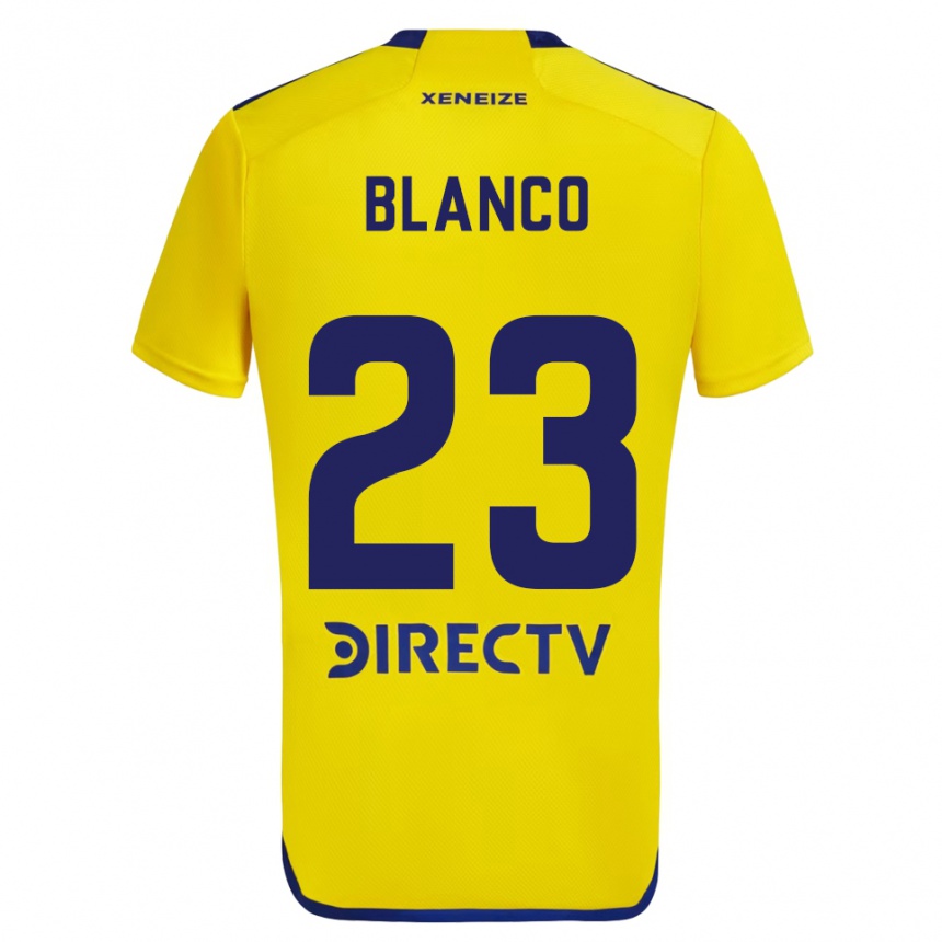 Niño Fútbol Camiseta Lautaro Blanco #23 Amarillo Azul 2ª Equipación 2024/25 Perú