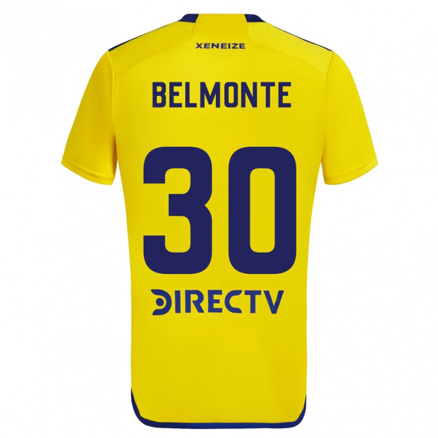 Niño Fútbol Camiseta Tomás Belmonte #30 Amarillo Azul 2ª Equipación 2024/25 Perú