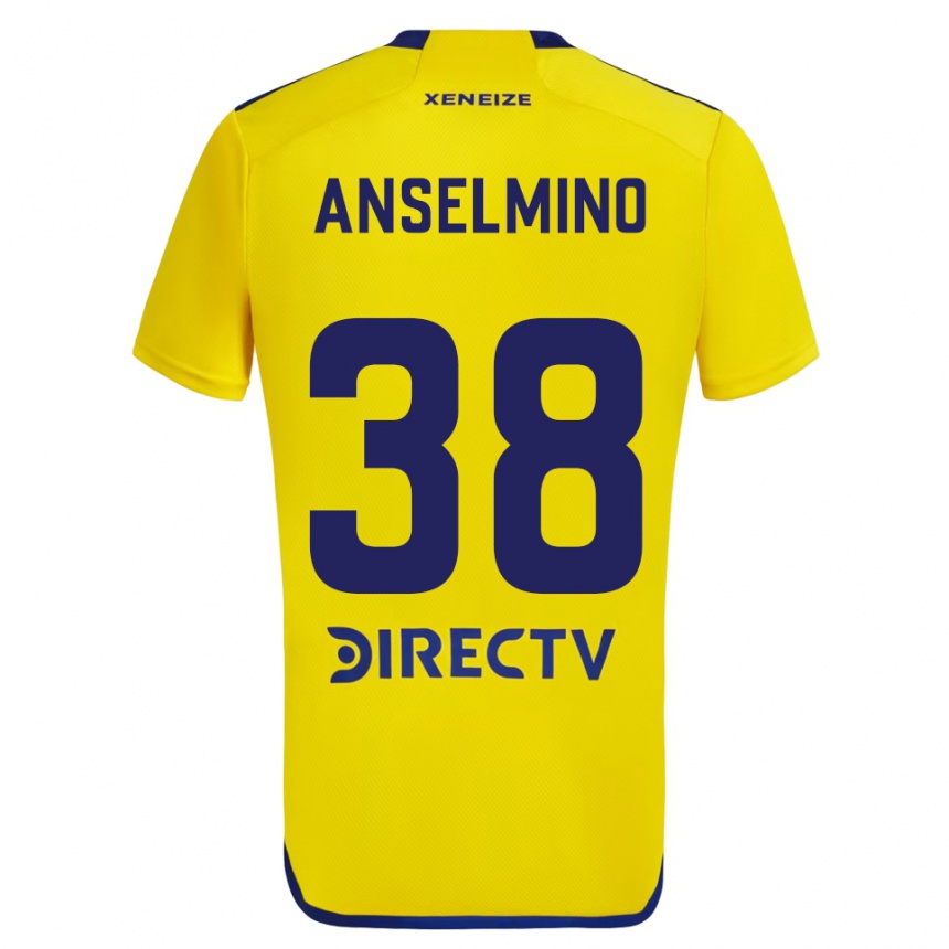 Niño Fútbol Camiseta Aarón Anselmino #38 Amarillo Azul 2ª Equipación 2024/25 Perú