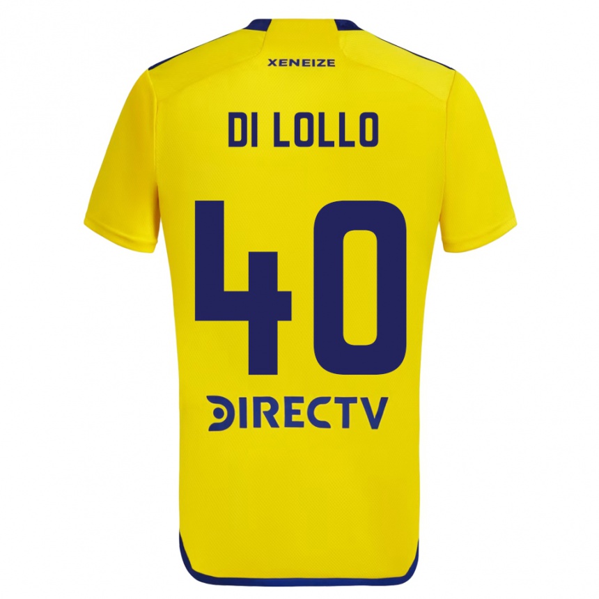 Niño Fútbol Camiseta Lautaro Di Lollo #40 Amarillo Azul 2ª Equipación 2024/25 Perú