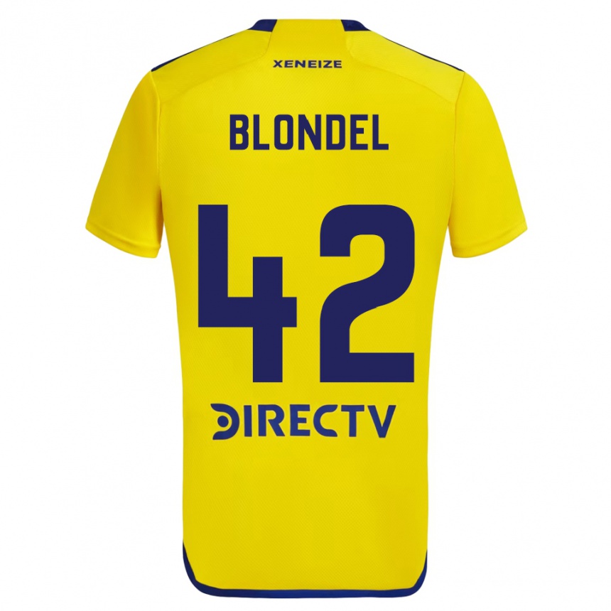 Niño Fútbol Camiseta Lucas Blondel #42 Amarillo Azul 2ª Equipación 2024/25 Perú