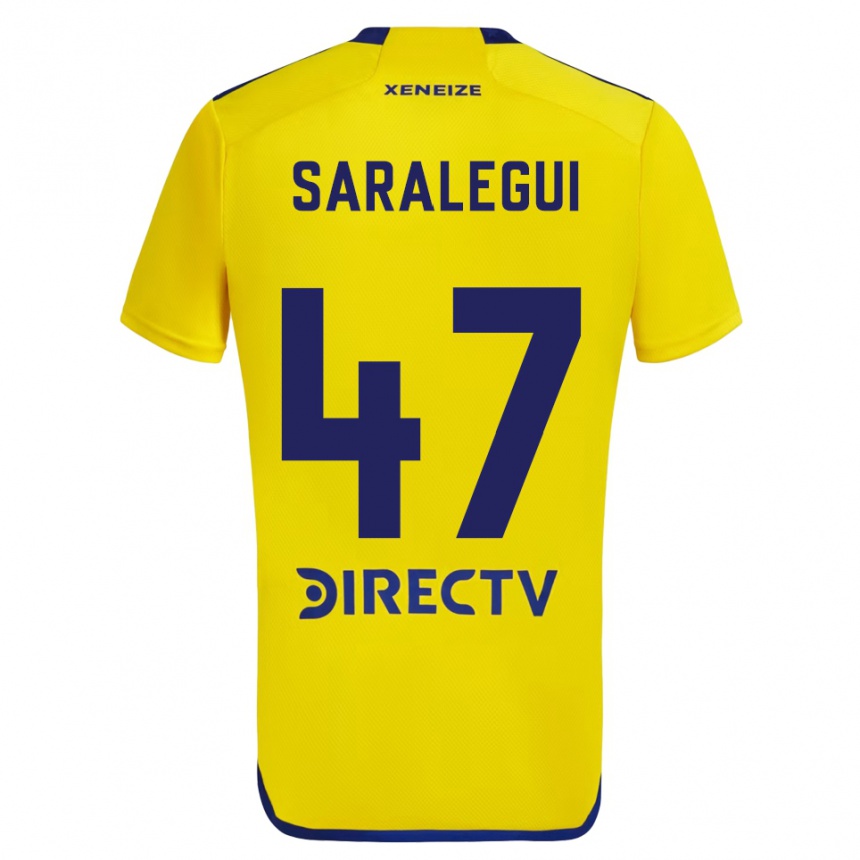 Niño Fútbol Camiseta Jabes Saralegui #47 Amarillo Azul 2ª Equipación 2024/25 Perú