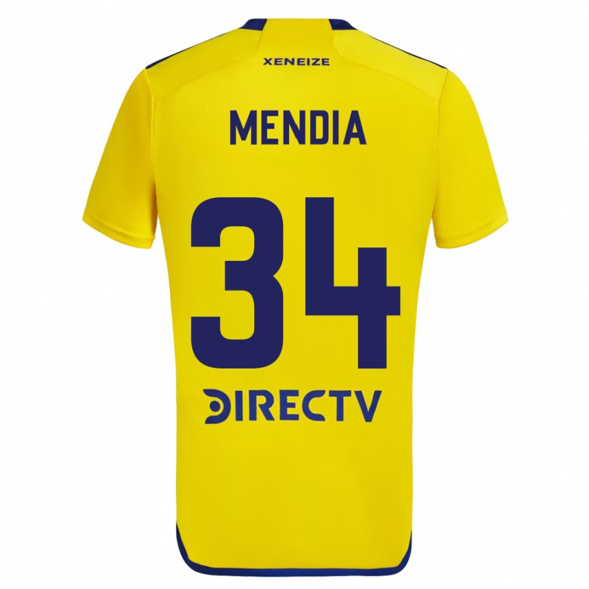 Niño Fútbol Camiseta Mateo Mendia #34 Amarillo Azul 2ª Equipación 2024/25 Perú