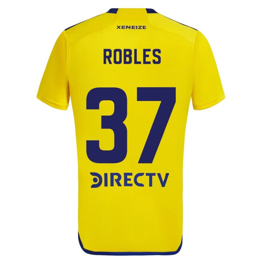 Niño Fútbol Camiseta Sebastián Díaz Robles #37 Amarillo Azul 2ª Equipación 2024/25 Perú