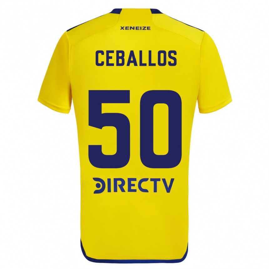 Niño Fútbol Camiseta Julián Ceballos #50 Amarillo Azul 2ª Equipación 2024/25 Perú