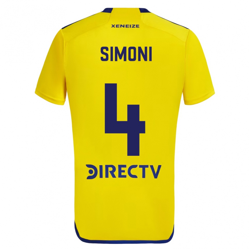 Niño Fútbol Camiseta Tiago Simoni #4 Amarillo Azul 2ª Equipación 2024/25 Perú