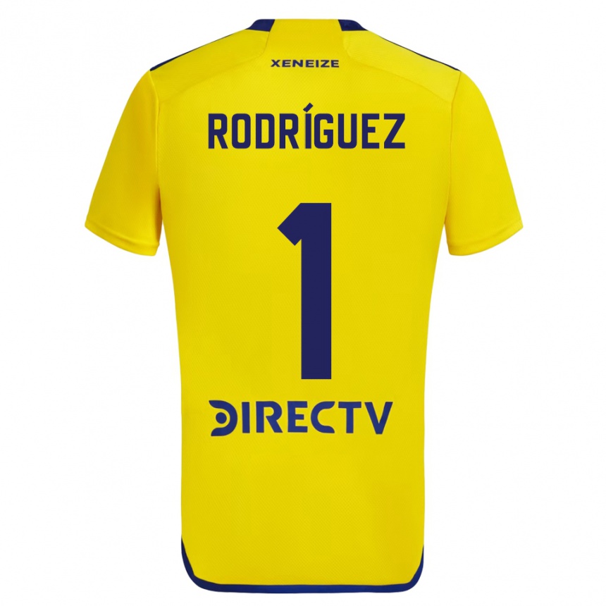 Niño Fútbol Camiseta Fernando Rodríguez #1 Amarillo Azul 2ª Equipación 2024/25 Perú