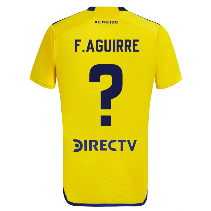 Niño Fútbol Camiseta Federico Aguirre #0 Amarillo Azul 2ª Equipación 2024/25 Perú