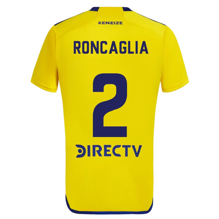 Niño Fútbol Camiseta Facundo Roncaglia #2 Amarillo Azul 2ª Equipación 2024/25 Perú