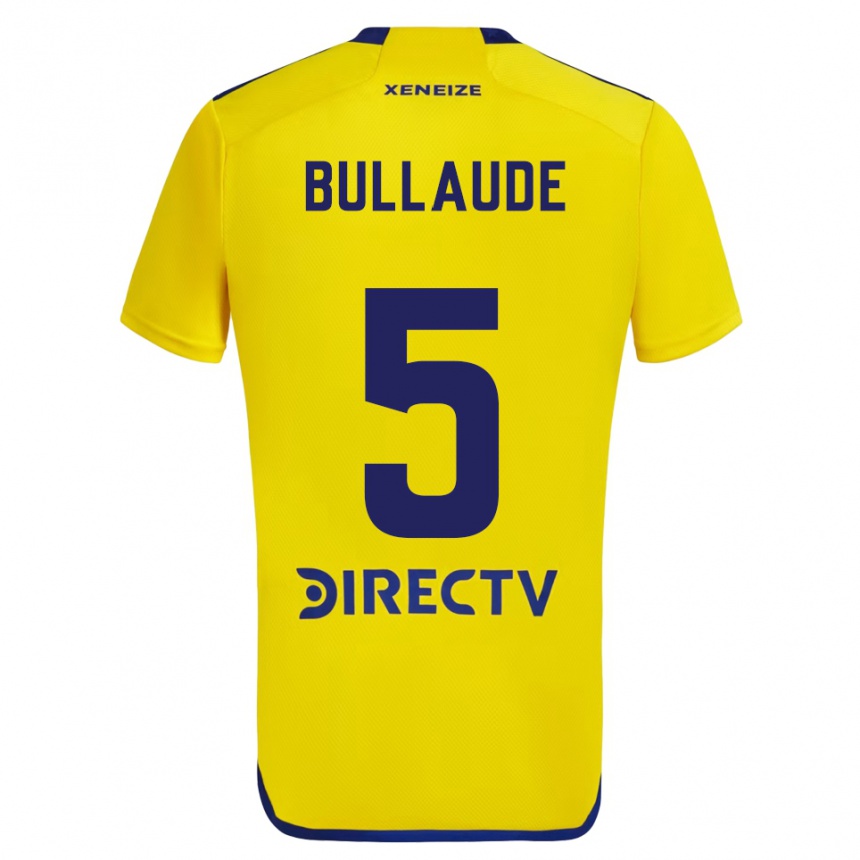 Niño Fútbol Camiseta Ezequiel Bullaude #5 Amarillo Azul 2ª Equipación 2024/25 Perú