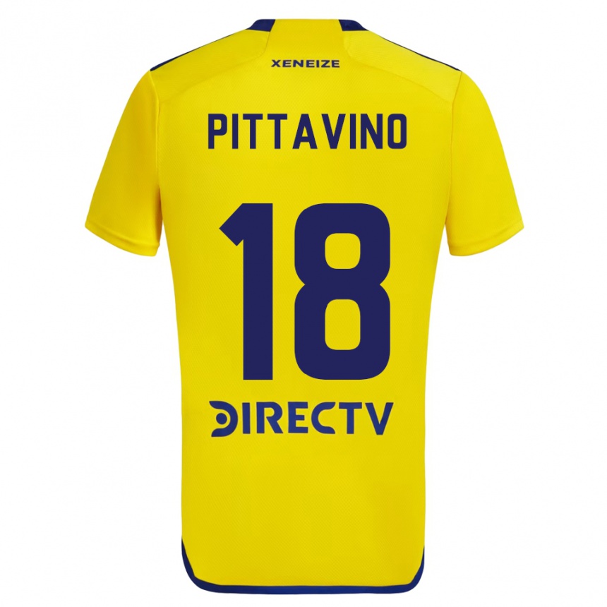 Niño Fútbol Camiseta Rodrigo Pittavino #18 Amarillo Azul 2ª Equipación 2024/25 Perú