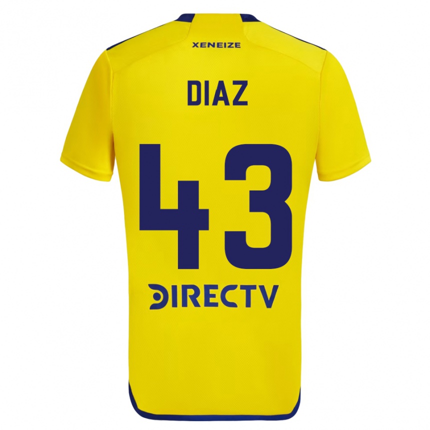 Niño Fútbol Camiseta Tomás Díaz #43 Amarillo Azul 2ª Equipación 2024/25 Perú