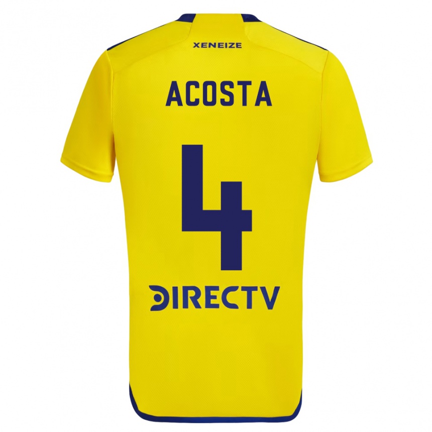 Niño Fútbol Camiseta Natan Acosta #4 Amarillo Azul 2ª Equipación 2024/25 Perú