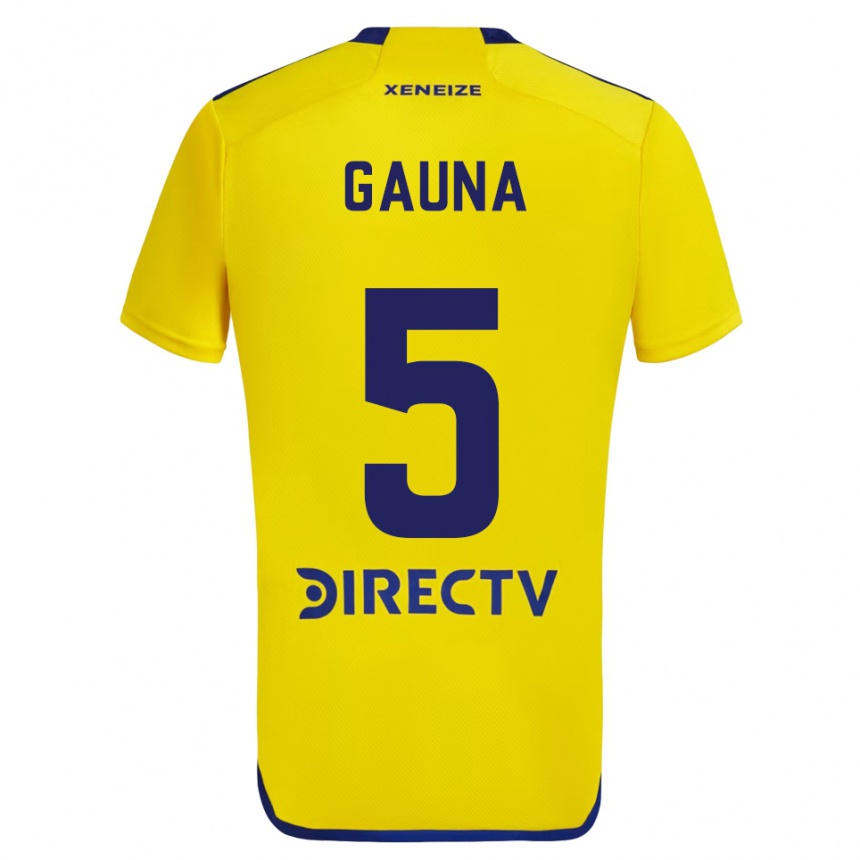 Niño Fútbol Camiseta Santiago Gauna #5 Amarillo Azul 2ª Equipación 2024/25 Perú