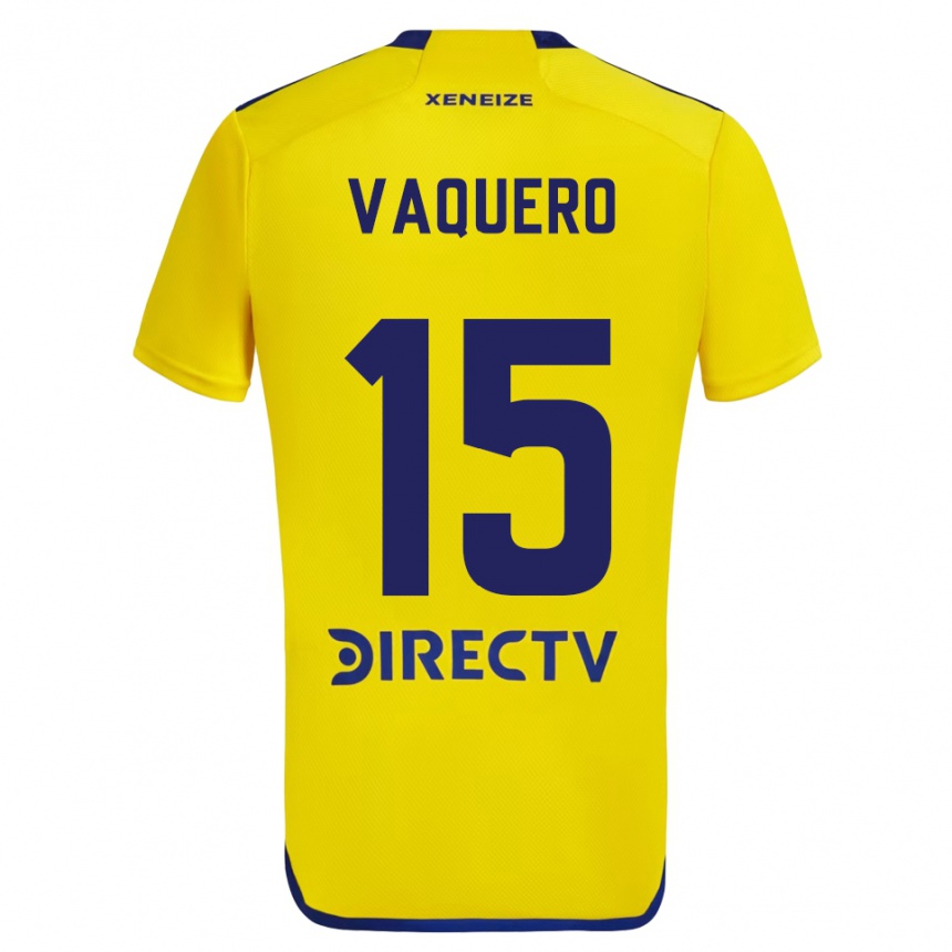 Niño Fútbol Camiseta Iván Vaquero #15 Amarillo Azul 2ª Equipación 2024/25 Perú