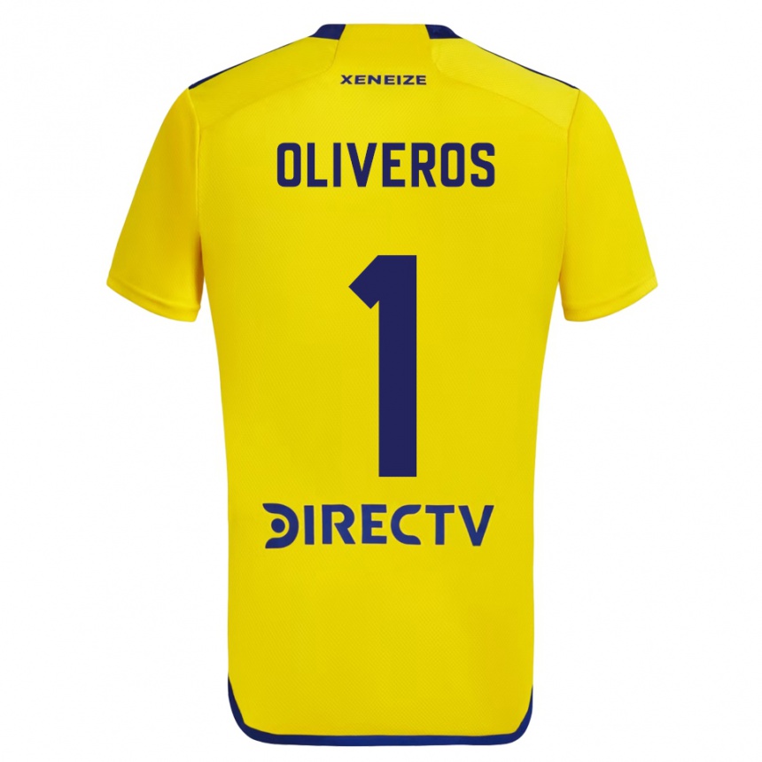 Niño Fútbol Camiseta Laurina Oliveros #1 Amarillo Azul 2ª Equipación 2024/25 Perú