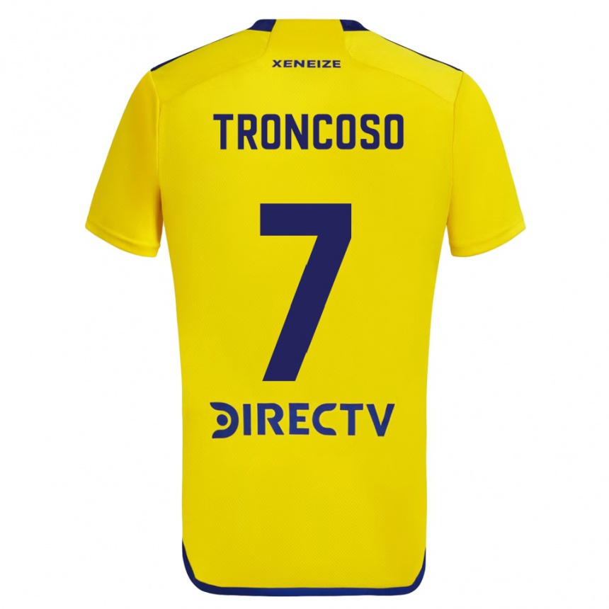 Niño Fútbol Camiseta Carolina Troncoso #7 Amarillo Azul 2ª Equipación 2024/25 Perú