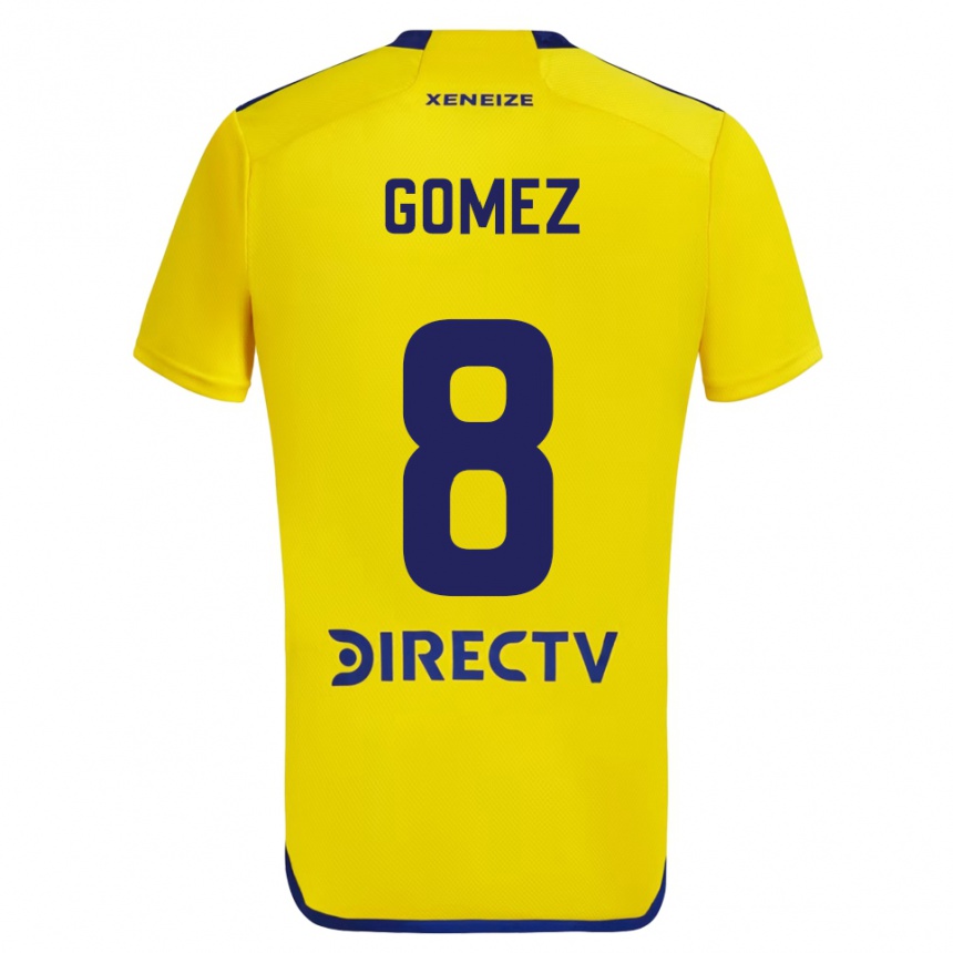 Niño Fútbol Camiseta Camila Gomez Ares #8 Amarillo Azul 2ª Equipación 2024/25 Perú