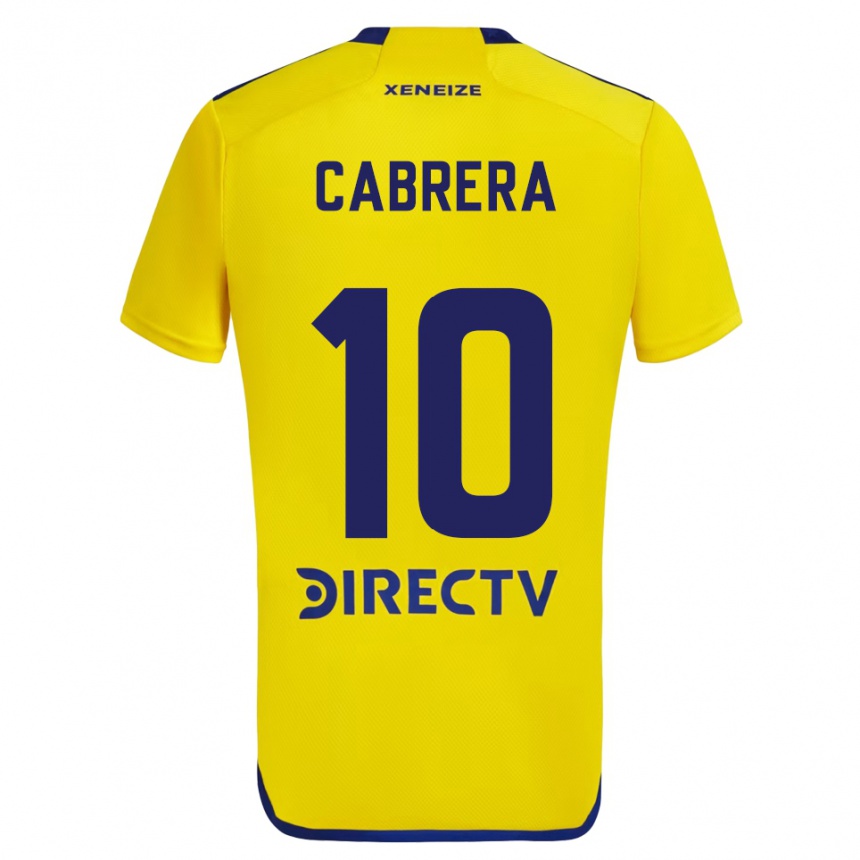 Niño Fútbol Camiseta Micaela Cabrera #10 Amarillo Azul 2ª Equipación 2024/25 Perú