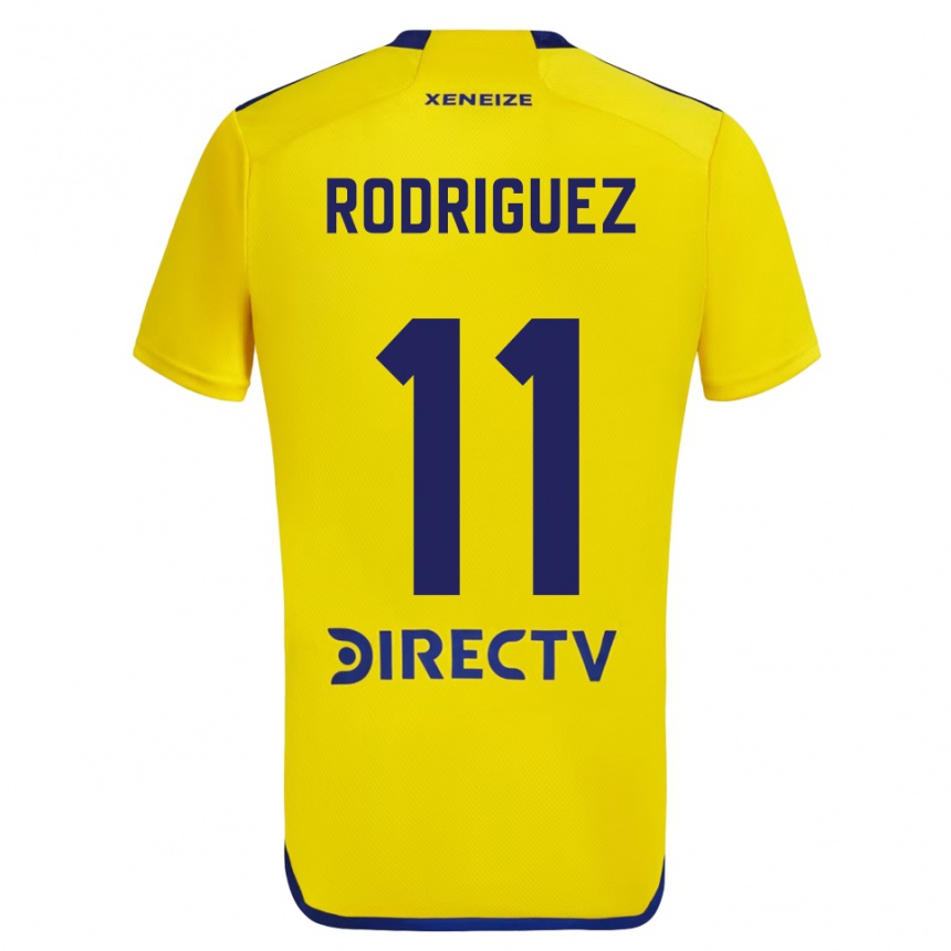 Niño Fútbol Camiseta Yamila Rodriguez #11 Amarillo Azul 2ª Equipación 2024/25 Perú