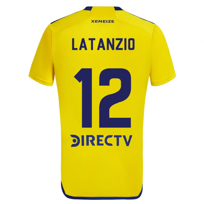 Niño Fútbol Camiseta Florencia Latanzio #12 Amarillo Azul 2ª Equipación 2024/25 Perú