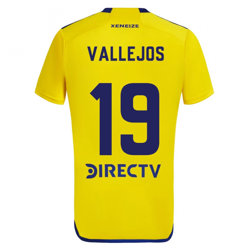 Niño Fútbol Camiseta Fabiana Vallejos #19 Amarillo Azul 2ª Equipación 2024/25 Perú