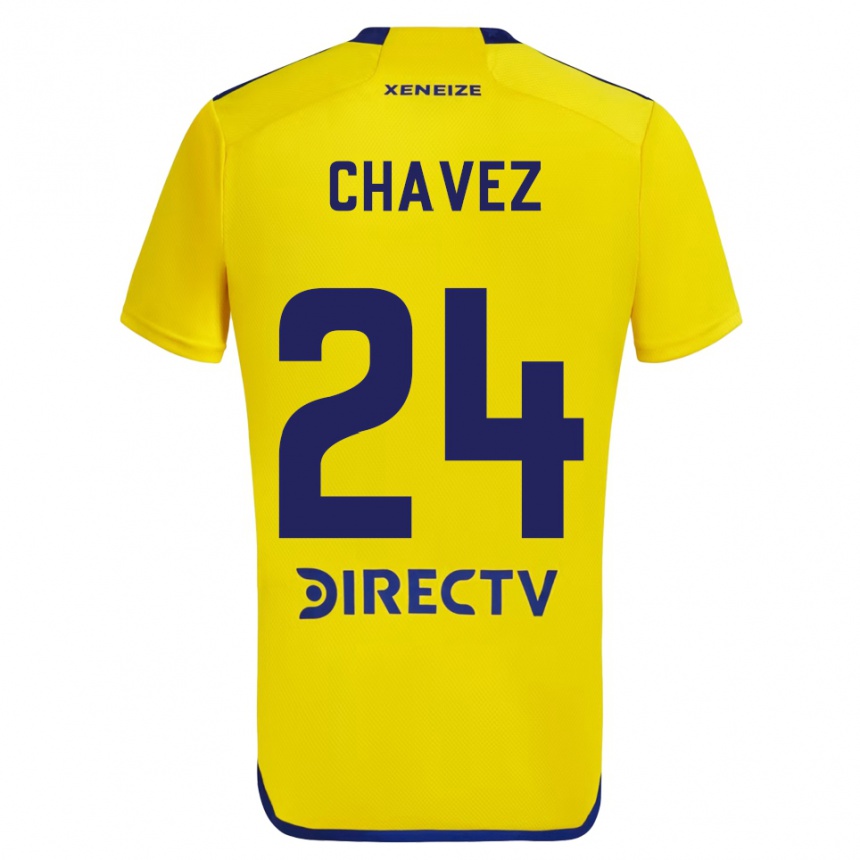 Niño Fútbol Camiseta Gabriela Chavez #24 Amarillo Azul 2ª Equipación 2024/25 Perú