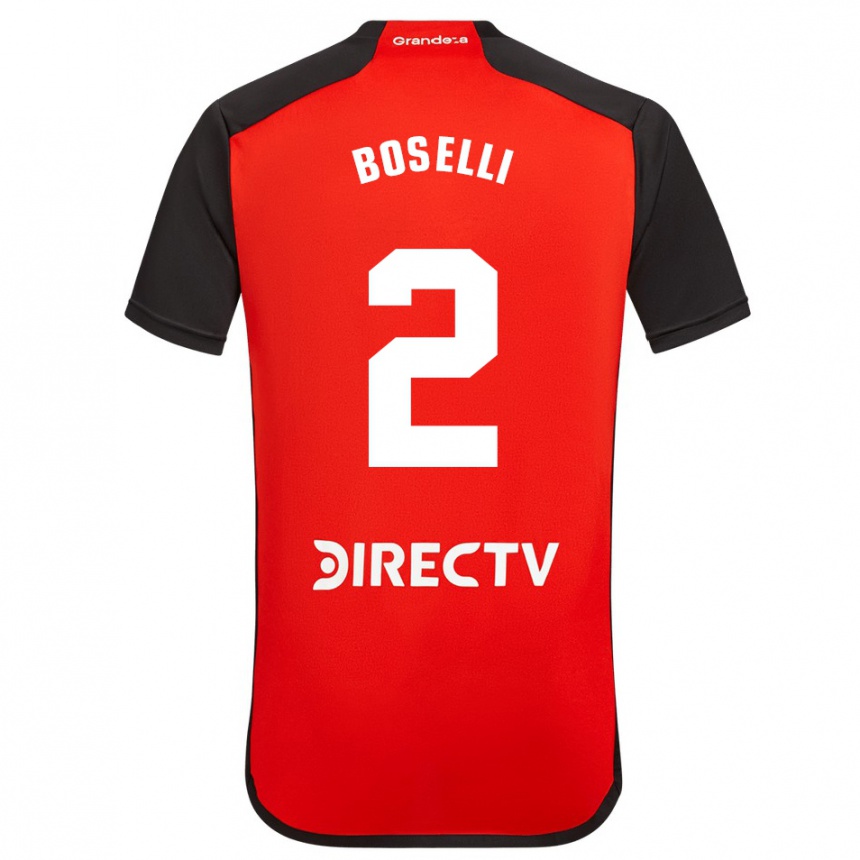 Niño Fútbol Camiseta Sebastián Boselli #2 Rojo Negro Blanco 2ª Equipación 2024/25 Perú