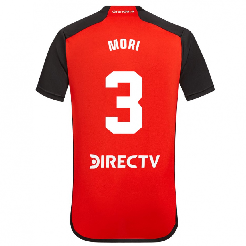 Niño Fútbol Camiseta Ramiro Funes Mori #3 Rojo Negro Blanco 2ª Equipación 2024/25 Perú