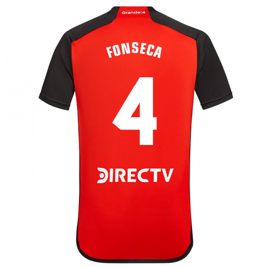 Niño Fútbol Camiseta Nicolás Fonseca #4 Rojo Negro Blanco 2ª Equipación 2024/25 Perú