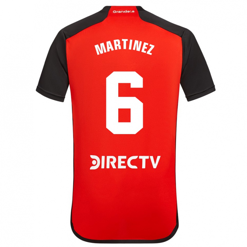 Niño Fútbol Camiseta David Martínez #6 Rojo Negro Blanco 2ª Equipación 2024/25 Perú