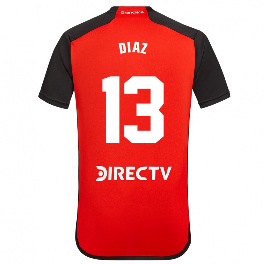 Niño Fútbol Camiseta Enzo Díaz #13 Rojo Negro Blanco 2ª Equipación 2024/25 Perú