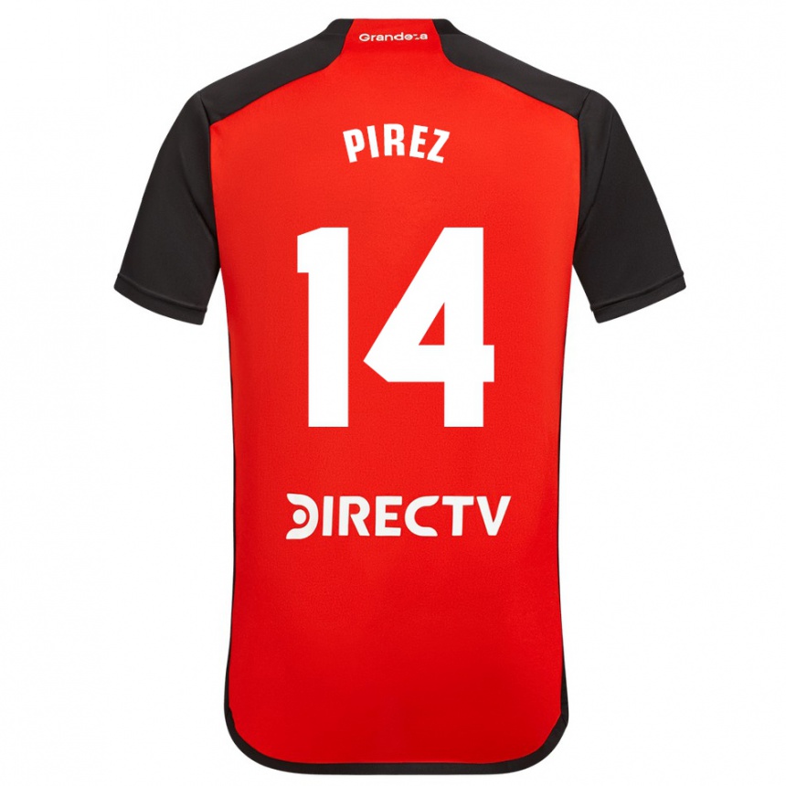 Niño Fútbol Camiseta Leandro González Pírez #14 Rojo Negro Blanco 2ª Equipación 2024/25 Perú