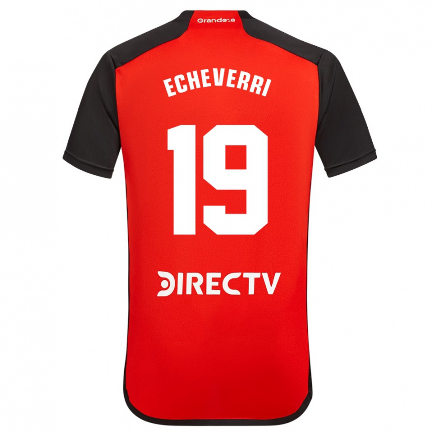 Niño Fútbol Camiseta Claudio Echeverri #19 Rojo Negro Blanco 2ª Equipación 2024/25 Perú