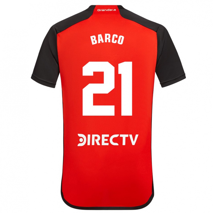 Niño Fútbol Camiseta Esequiel Barco #21 Rojo Negro Blanco 2ª Equipación 2024/25 Perú