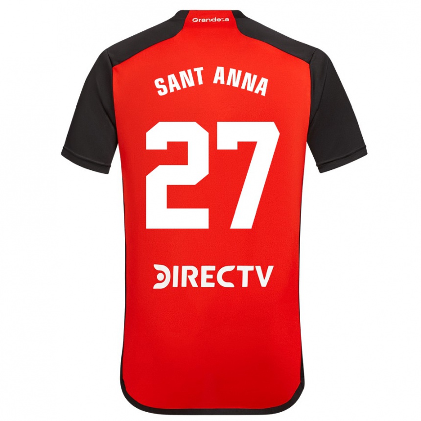 Niño Fútbol Camiseta Agustín Sant Anna #27 Rojo Negro Blanco 2ª Equipación 2024/25 Perú