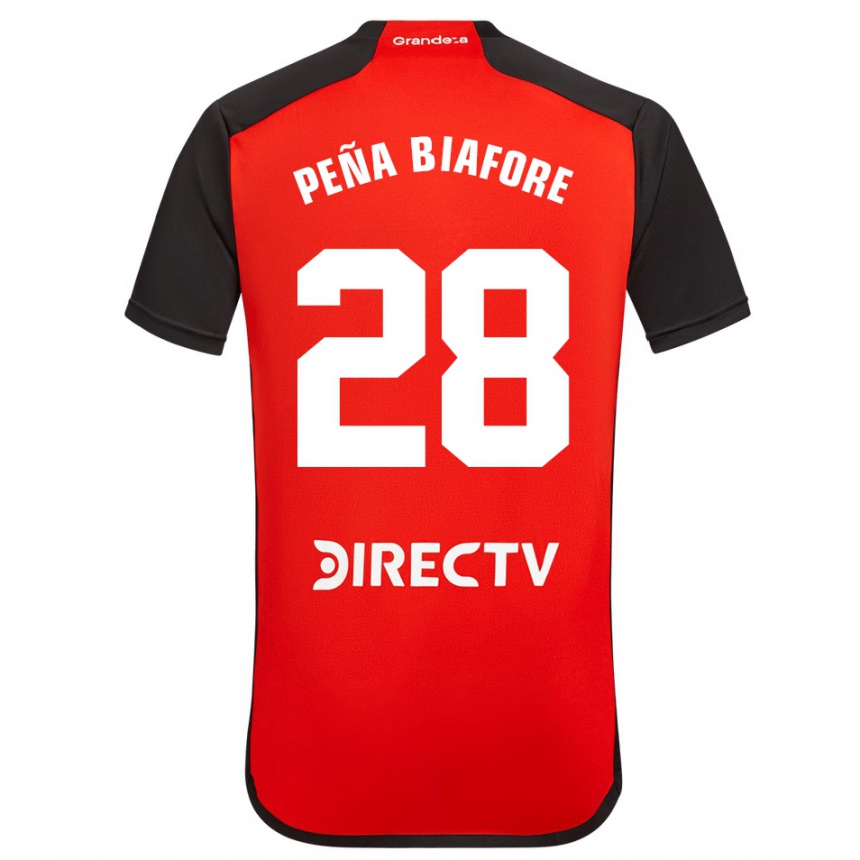 Niño Fútbol Camiseta Felipe Peña Biafore #28 Rojo Negro Blanco 2ª Equipación 2024/25 Perú