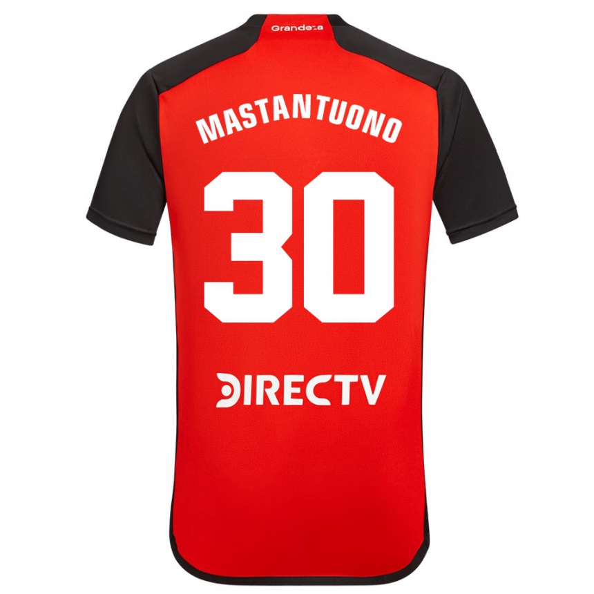 Niño Fútbol Camiseta Franco Mastantuono #30 Rojo Negro Blanco 2ª Equipación 2024/25 Perú