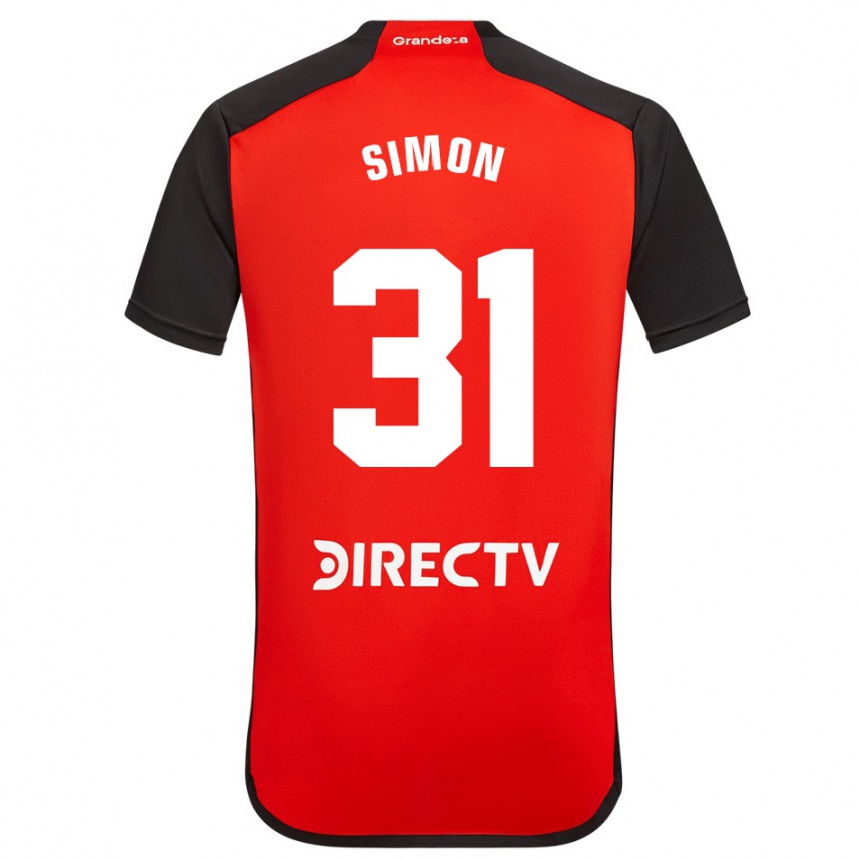 Niño Fútbol Camiseta Santiago Simón #31 Rojo Negro Blanco 2ª Equipación 2024/25 Perú