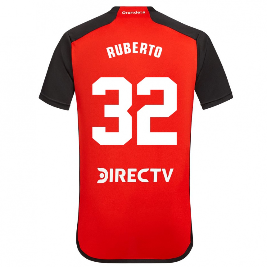 Niño Fútbol Camiseta Agustín Ruberto #32 Rojo Negro Blanco 2ª Equipación 2024/25 Perú