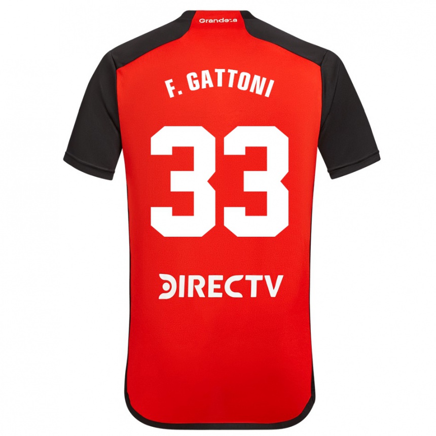 Niño Fútbol Camiseta Federico Gattoni #33 Rojo Negro Blanco 2ª Equipación 2024/25 Perú