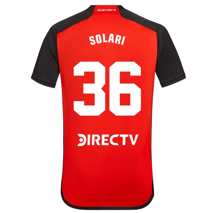 Niño Fútbol Camiseta Pablo Solari #36 Rojo Negro Blanco 2ª Equipación 2024/25 Perú