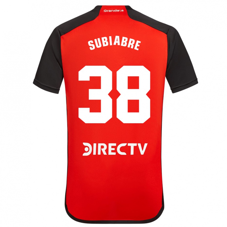 Niño Fútbol Camiseta Ian Subiabre #38 Rojo Negro Blanco 2ª Equipación 2024/25 Perú