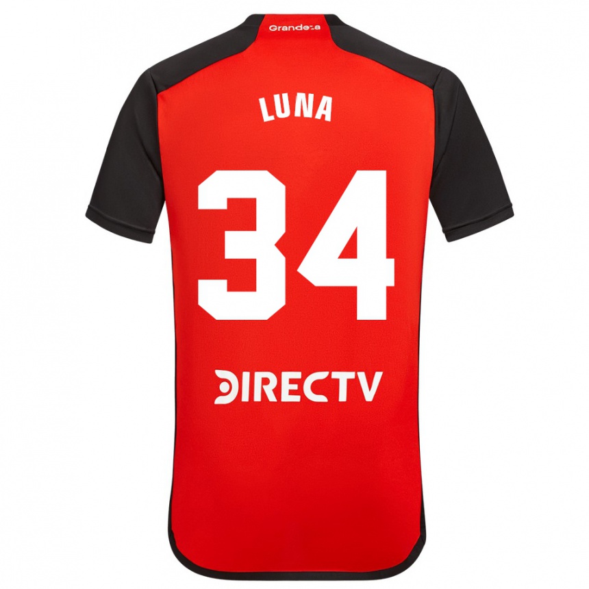 Niño Fútbol Camiseta Jonás Luna #34 Rojo Negro Blanco 2ª Equipación 2024/25 Perú