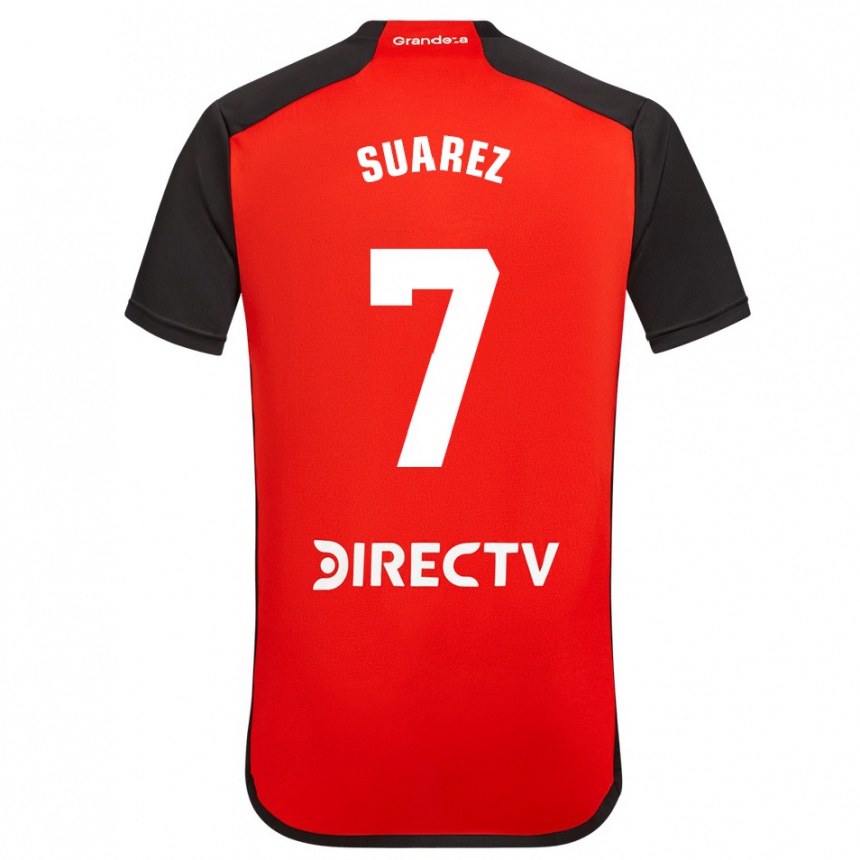 Niño Fútbol Camiseta Matías Suárez #7 Rojo Negro Blanco 2ª Equipación 2024/25 Perú