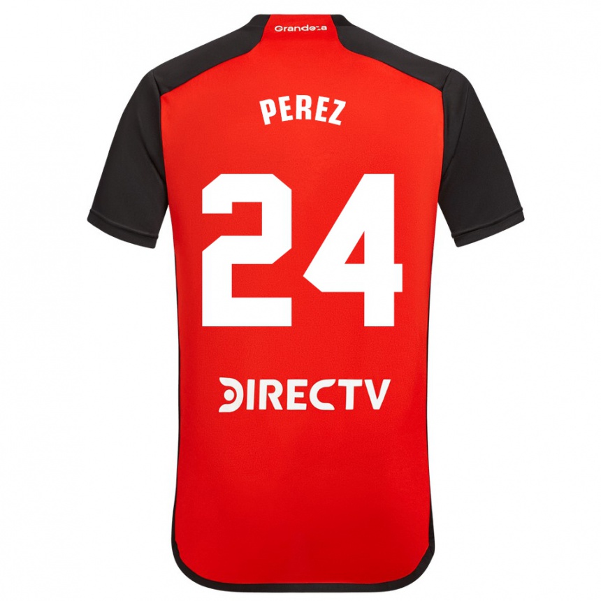 Niño Fútbol Camiseta Enzo Pérez #24 Rojo Negro Blanco 2ª Equipación 2024/25 Perú