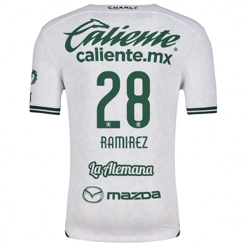 Niño Fútbol Camiseta David Ramírez #28 Blanco Verde 2ª Equipación 2024/25 Perú