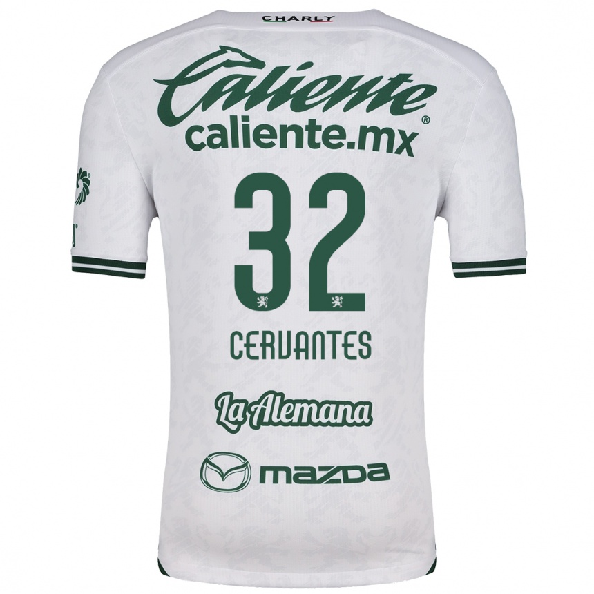 Niño Fútbol Camiseta Luis Cervantes #32 Blanco Verde 2ª Equipación 2024/25 Perú