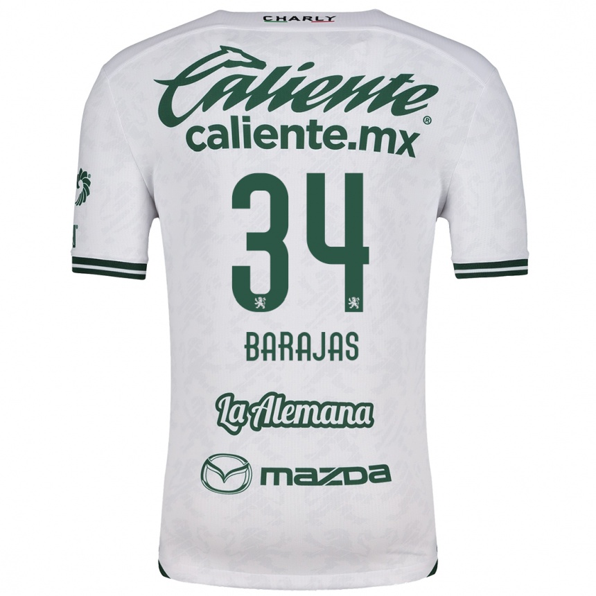 Niño Fútbol Camiseta Víctor Barajas #34 Blanco Verde 2ª Equipación 2024/25 Perú