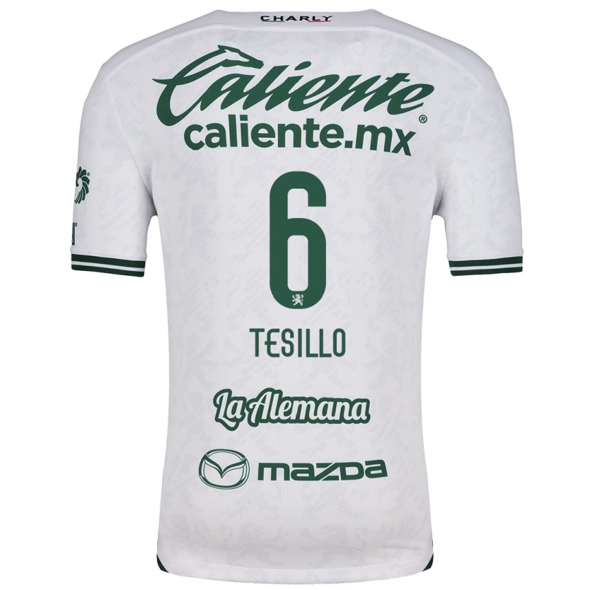 Niño Fútbol Camiseta William Tesillo #6 Blanco Verde 2ª Equipación 2024/25 Perú